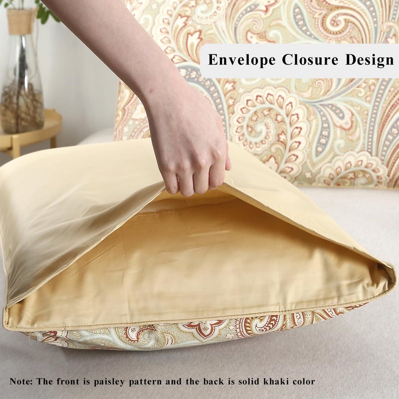 WINLIFE أغطية وسائد قطنية 100% من وينلايف مجموعة من 2 غطاء وسادة مزخرف (ملكة 20x30 بوصة، بايزي)  - Image 4